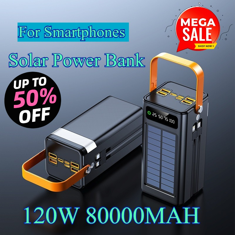 Solar Emergency Charger - 80000mAh Solarny Power Bank 120W Super